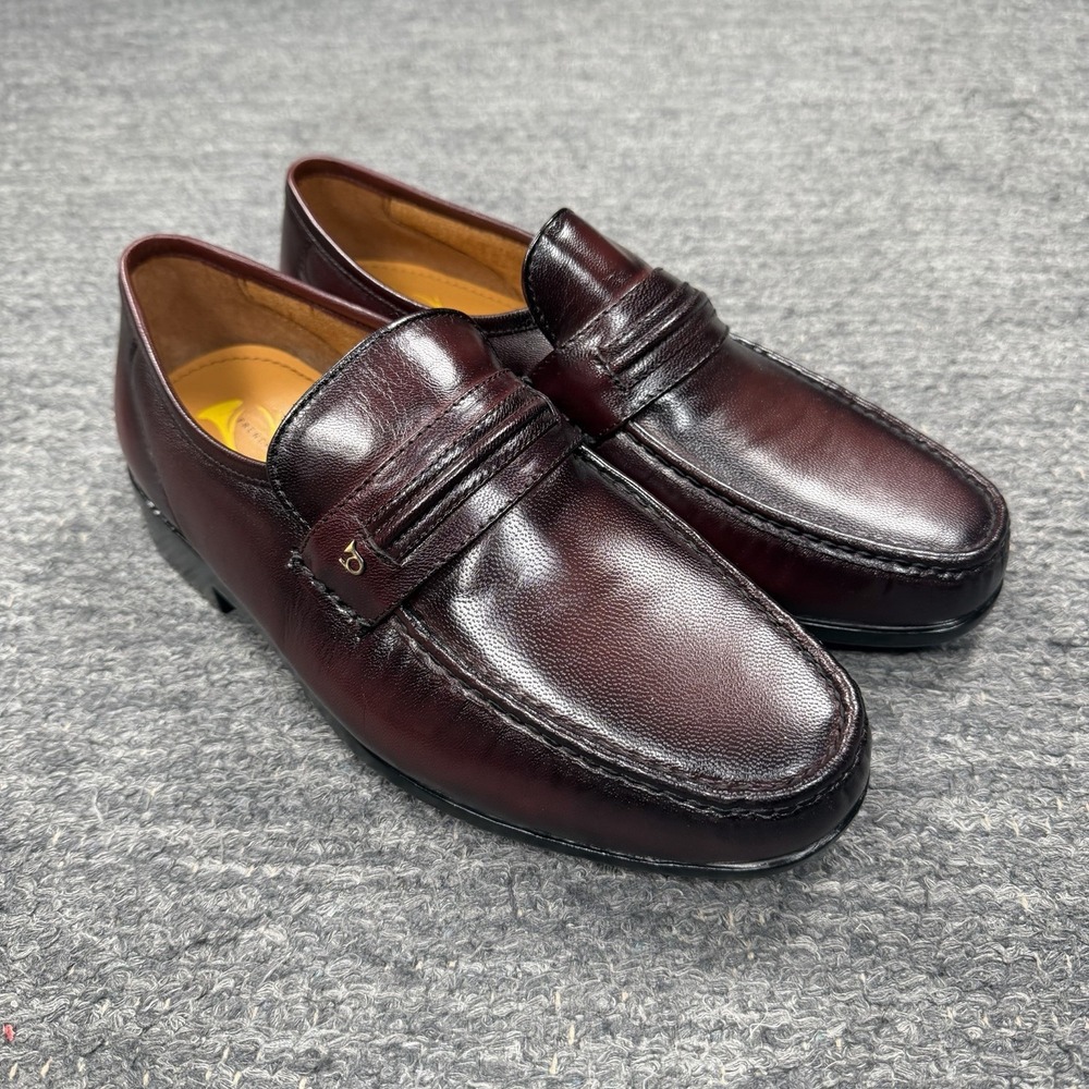 French Shriners Loafers Men 7.5 EEE Burgundy Leather Slip On Dress Preppy